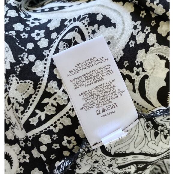 EXPRESS Womens Size XS Paisley Lace Sleeve Tie Neck Button Up Shirt Top - Picture 7 of 8